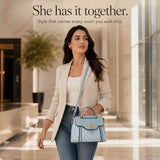 Velora – Swan-Clasp Structured Crossbody Bag with Gold Hardware