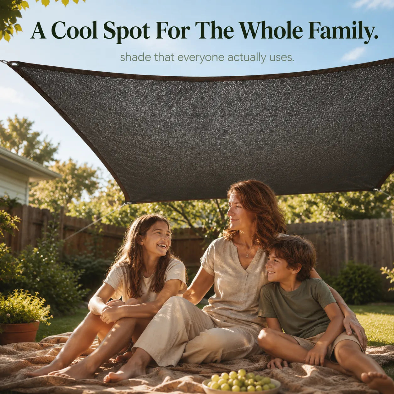 Shadehaven – HDPE Garden Shade Sail, UV-Blocking Mesh Canopy for Patio, Yard & Pergola