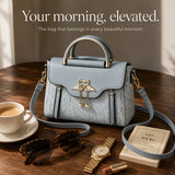 Velora – Swan-Clasp Structured Crossbody Bag with Gold Hardware