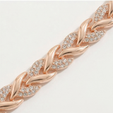Levara - Sparkling Leaf Link Necklace and Bracelet Set
