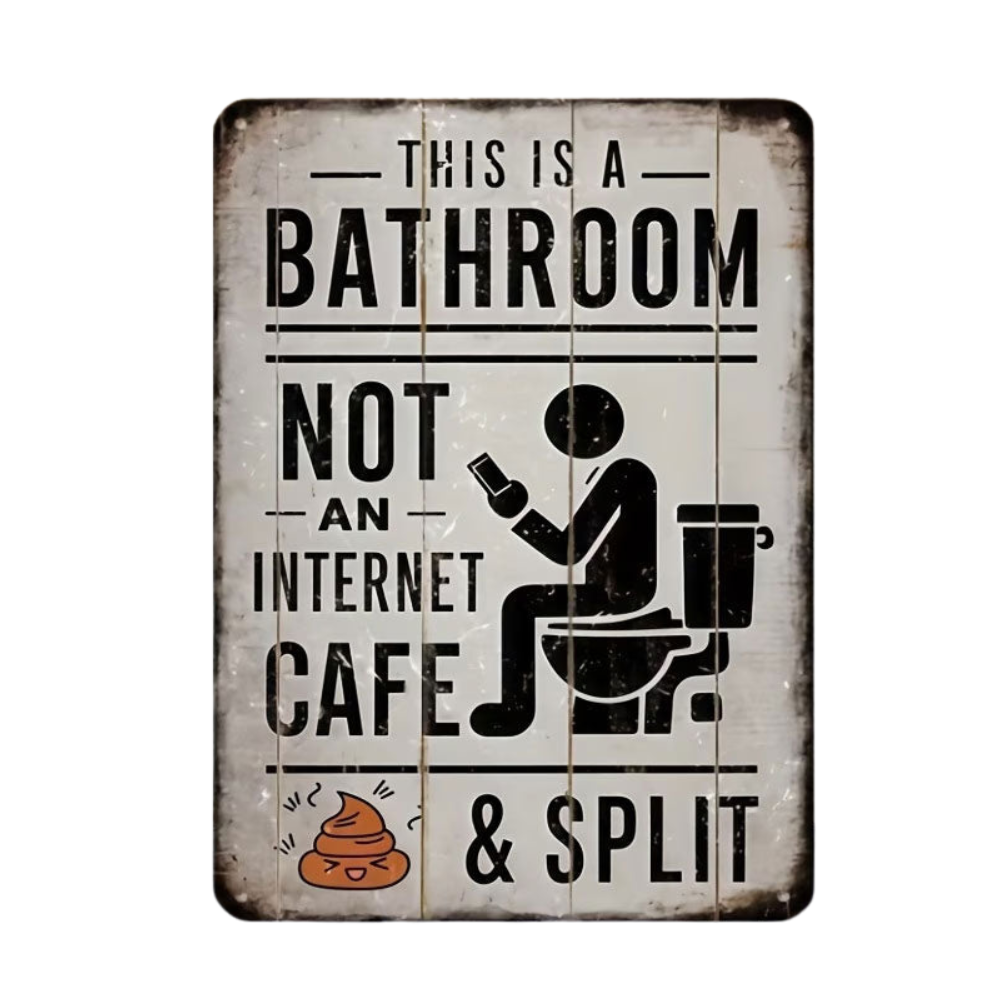 Splitline - Vintage Metal Bathroom Humor Sign