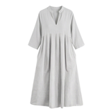 Elara – Women's Soft Cotton Midi Dress with Pockets