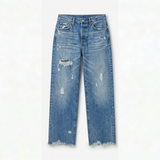 Vivara – Women's Retro Fringed Cropped Straight Leg Jeans