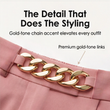 Florena – High Waist Wide Leg Trousers with Chain Accent