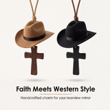 Saddle Cross – Cowboy Hat and Cross Car Charm