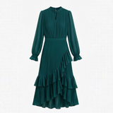 Keyfa – Women's Pleated Ruffle Midi Dress
