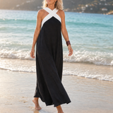 Solivia - Two-Tone Halter Maxi Dress