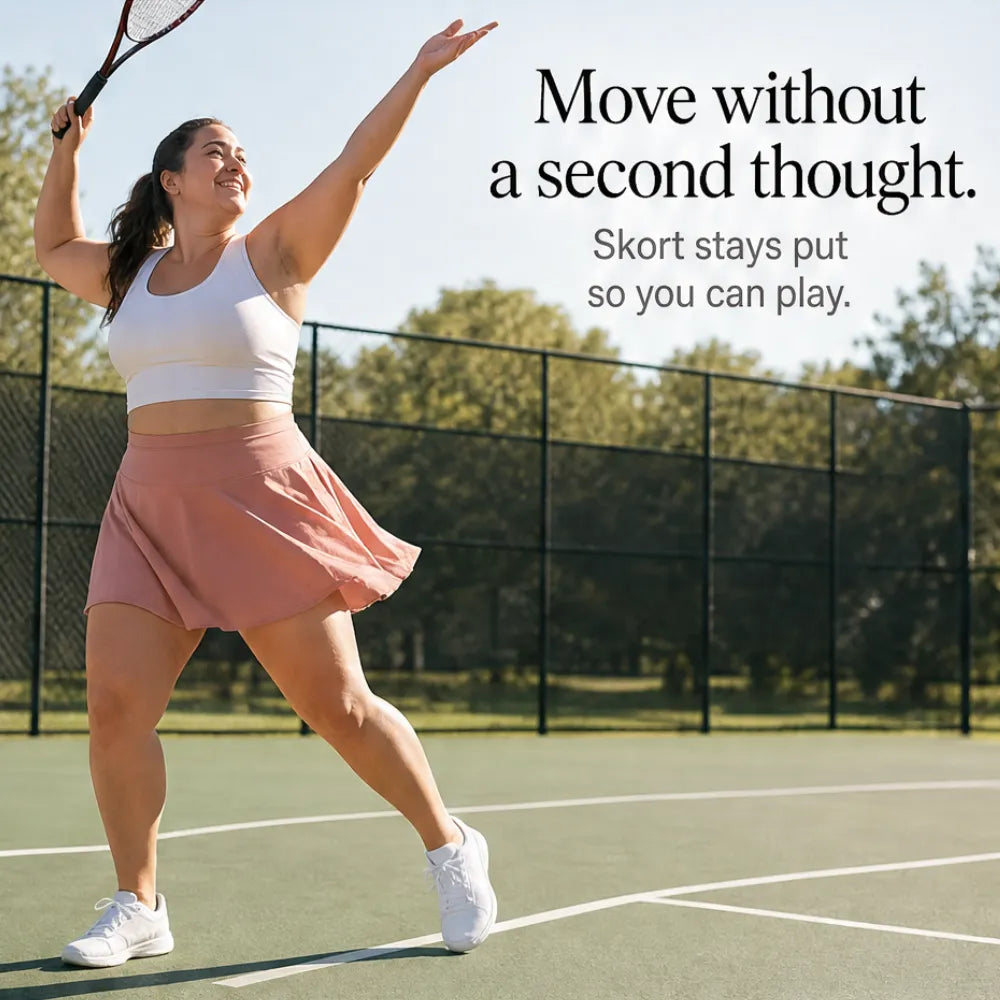 Movella – Plus Size Tennis Skort with Built-in Shorts and Pockets