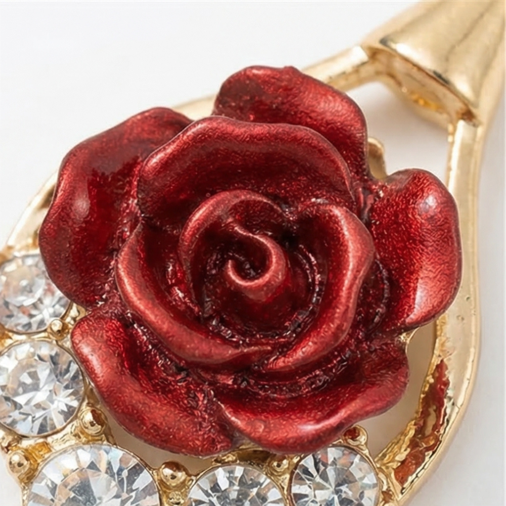 Rosavelle – Red Rose Crystal Drop Earrings