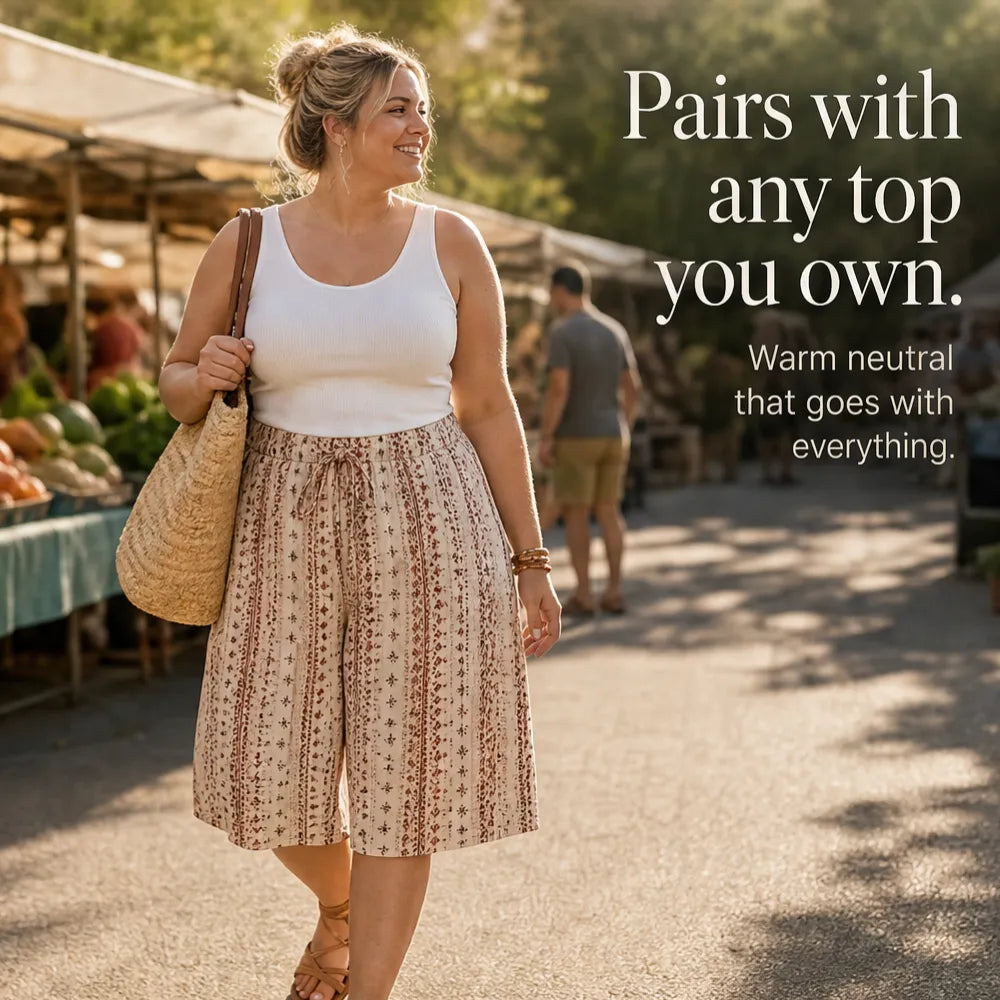 Wearbella – Retro Printed Wide-Leg Summer Shorts for Women