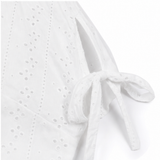 Lunavia – Eyelet V Neck Midi Dress with Tie Sleeves and Pockets