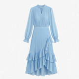 Keyfa – Women's Pleated Ruffle Midi Dress