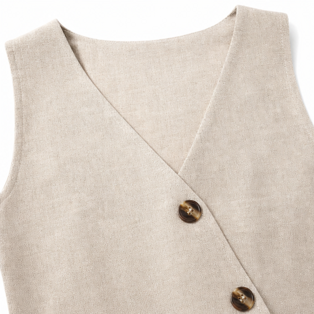 Solene – Asymmetric Wrap Vest and Shorts Set for Women, Summer 2 Piece Outfit