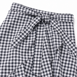 Veluna – Gingham Asymmetrical Ruffle Maxi Skirt for Women