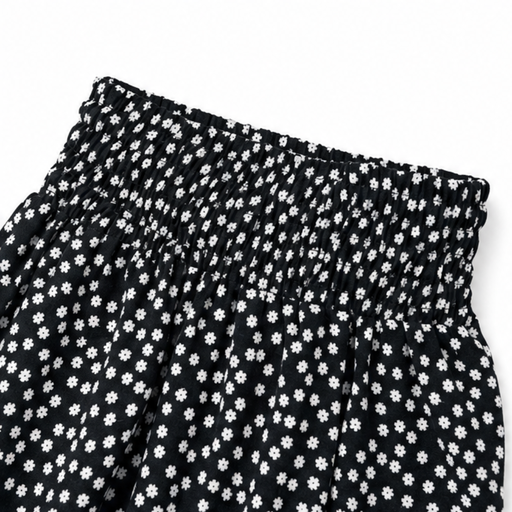 Velura – Smocked High-Waist Wide-Leg Floral Pants