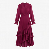 Keyfa – Women's Pleated Ruffle Midi Dress