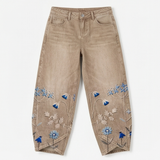 Bloomara – Women's Embroidered Wide-Leg Jeans with Tulip Hem