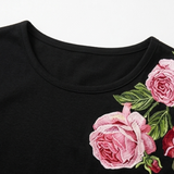 Rosalia – Women's rose print A-line midi dress