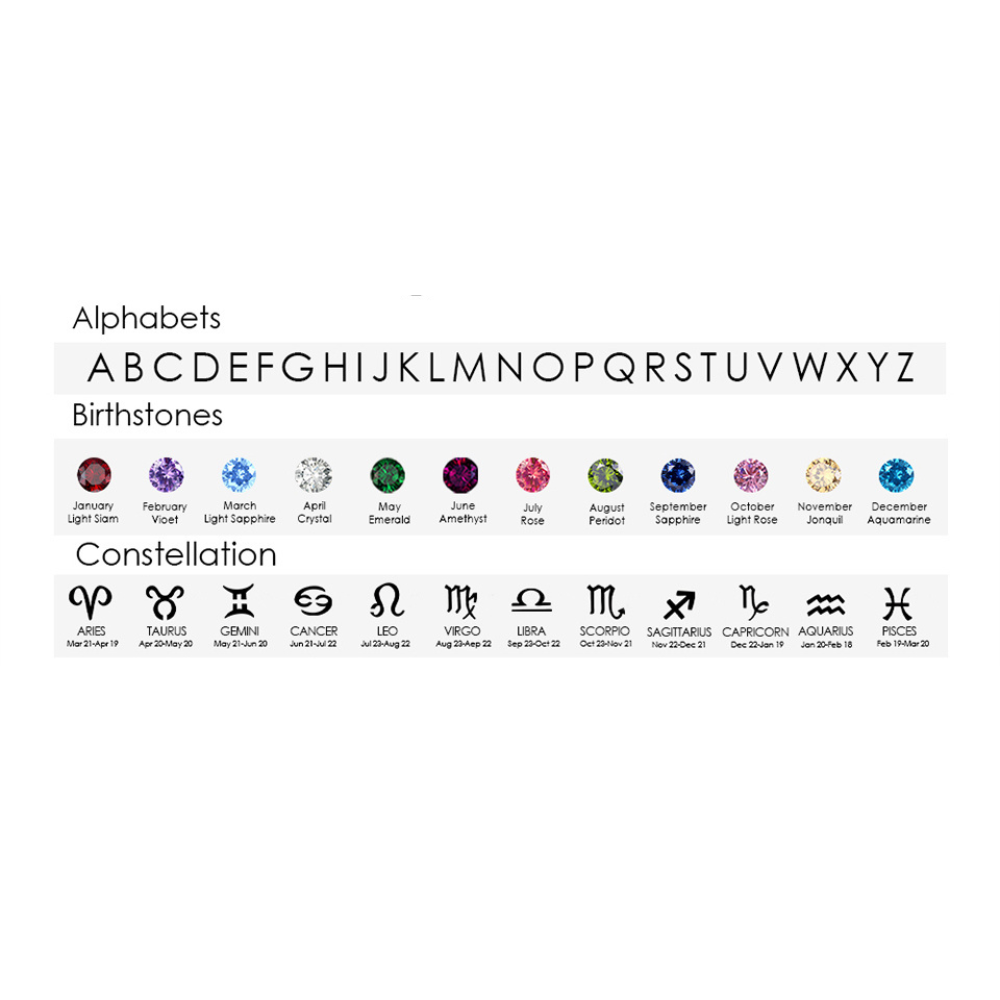 Veluna – Personalized Initial Charm Necklace with Birthstone and Zodiac