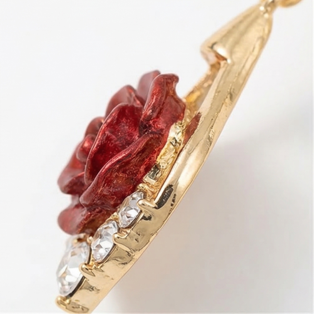 Rosavelle – Red Rose Crystal Drop Earrings