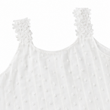Solenne – Swiss Dot Lace Strap Tank Top for Women, Flowy Summer Vacation Top