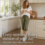 Sundara – Pull-on linen-look capri pants for women