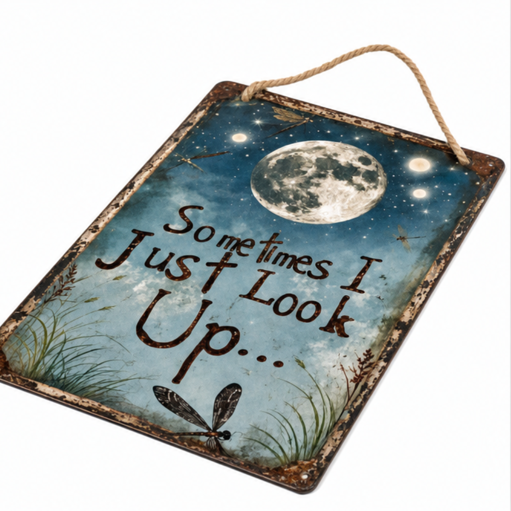 Lunavia – Rustic Moon Metal Sign for Porch and Garden