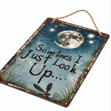 Lunavia – Rustic Moon Metal Sign for Porch and Garden