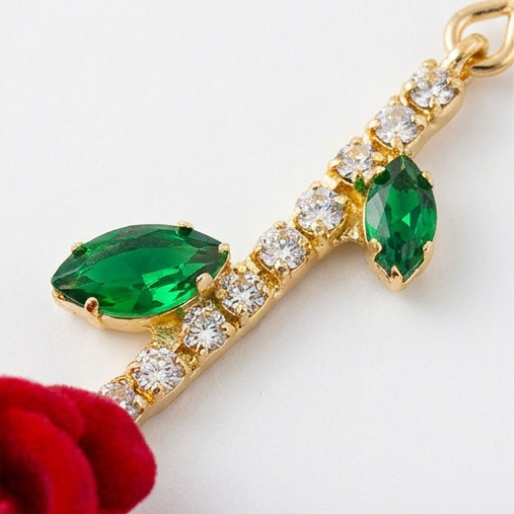 Roselyn – Romantic Rose and Emerald Earrings