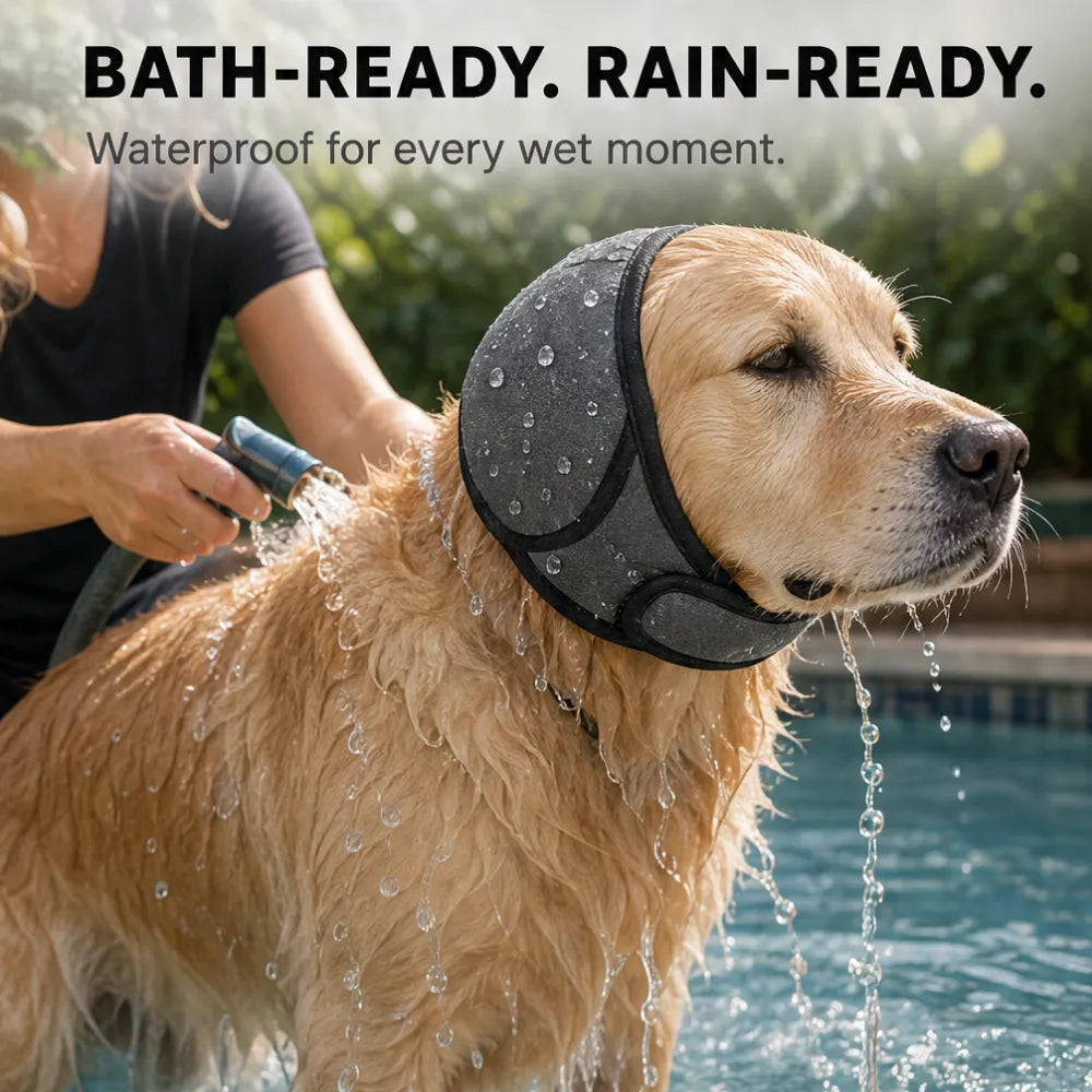 Pawlm – Calming Ear Wrap for Dogs, Waterproof Anxiety Relief for Fireworks and Thunder