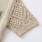 Rosavelle – Women's Floral Crochet-Sleeve Knit Top