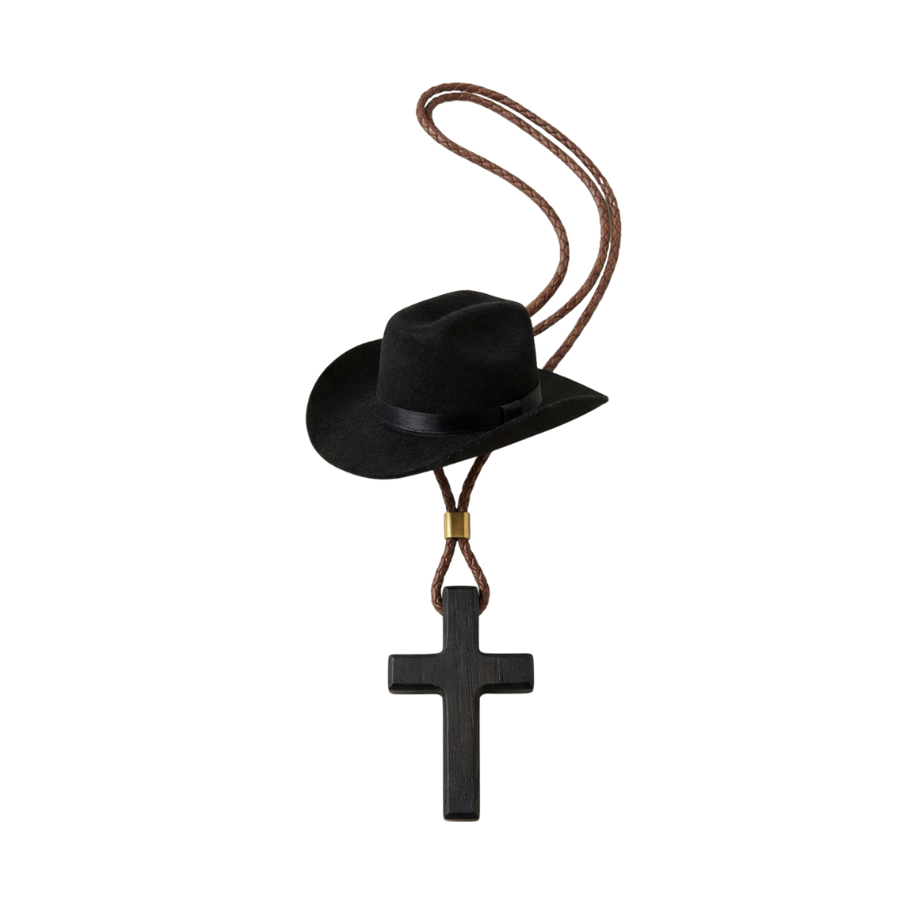 Saddle Cross – Cowboy Hat and Cross Car Charm