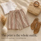 Wearbella – Retro Printed Wide-Leg Summer Shorts for Women