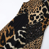 Vivara – Sleeveless Leopard Patchwork Midi Dress