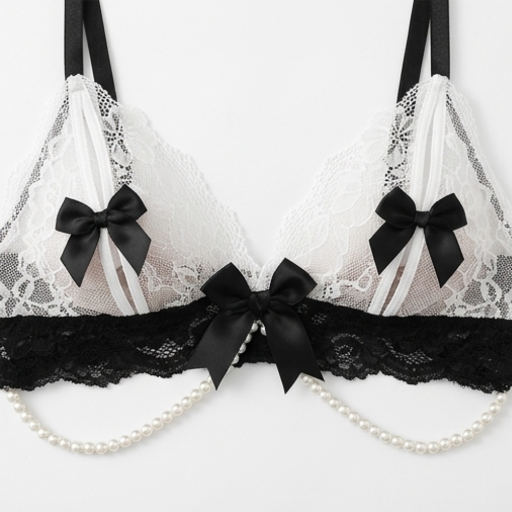 Ravelle – Lace Maid Lingerie Set with Pearl Chain