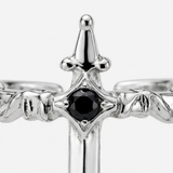 Noctelle – Pierced Heart Ring Set with Garnet Stone