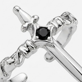 Noctelle – Pierced Heart Ring Set with Garnet Stone