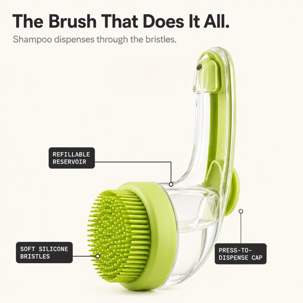 Pawlush – Dog Bath Brush with Built-in Shampoo Dispenser