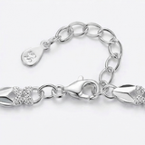 Clovara - Textured Silver Clover Chain Bracelet
