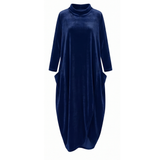 Sofelle – Women's Velvet Cocoon Midi Dress with Pockets