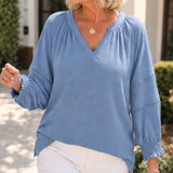 Belvora – Lantern Sleeve V-Neck Blouse