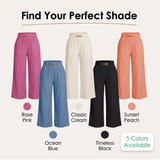 Florena – High Waist Wide Leg Trousers with Chain Accent