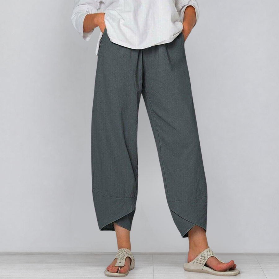 Solivia – Tulip Hem Cropped Wide Leg Pants with Pockets