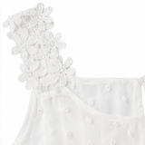 Solenne – Swiss Dot Lace Strap Tank Top for Women, Flowy Summer Vacation Top