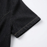 Aurelene – Women's V-Neck Denim Dress with Pockets