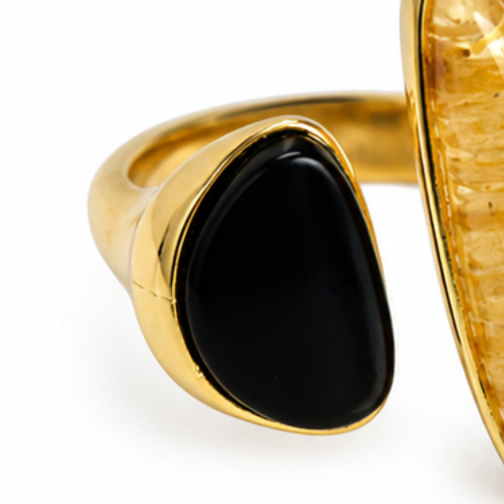 Tavialuxe – Open Band Agate Ring That Doesn't Tarnish