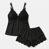 Lunessa – Lace Trim Satin Pajama Set