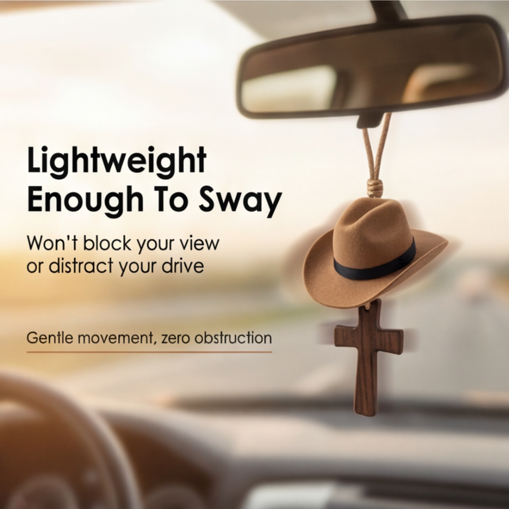 Saddle Cross – Cowboy Hat and Cross Car Charm