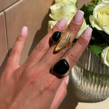 Tavialuxe – Open Band Agate Ring That Doesn't Tarnish