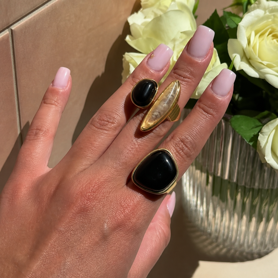 Tavialuxe – Open Band Agate Ring That Doesn't Tarnish